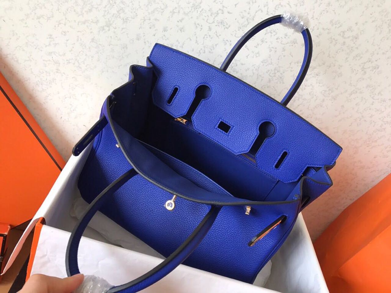 GLAMI Birkin Electric Blue 7T For Women Gold Toned Hardware 11.8in/30cm