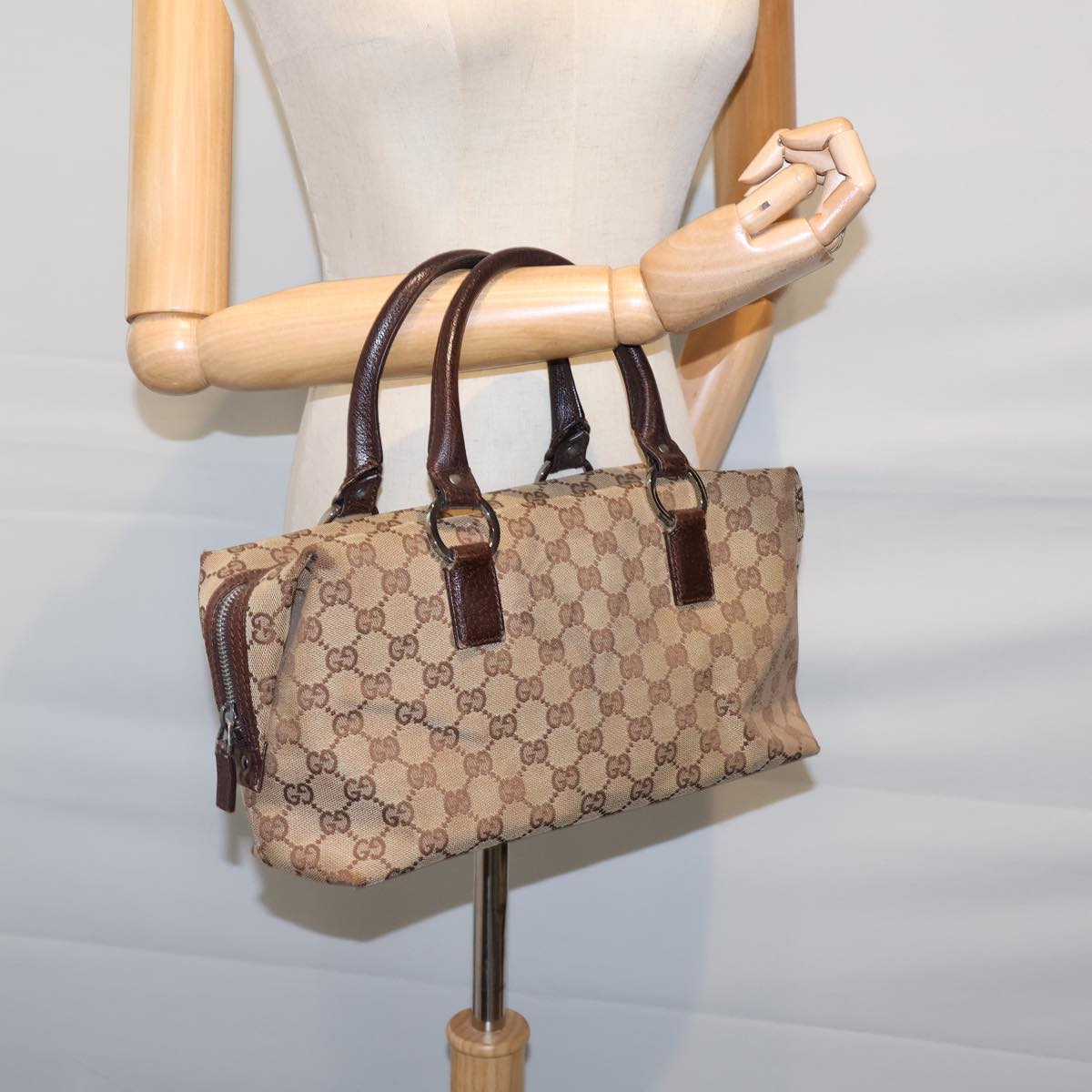 GUCCI GG Canvas Hand Bag Beige 72163