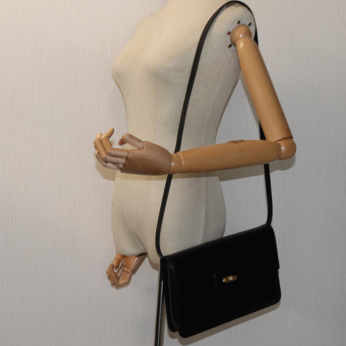 GUCCI Shoulder Bag Leather Black 72713
