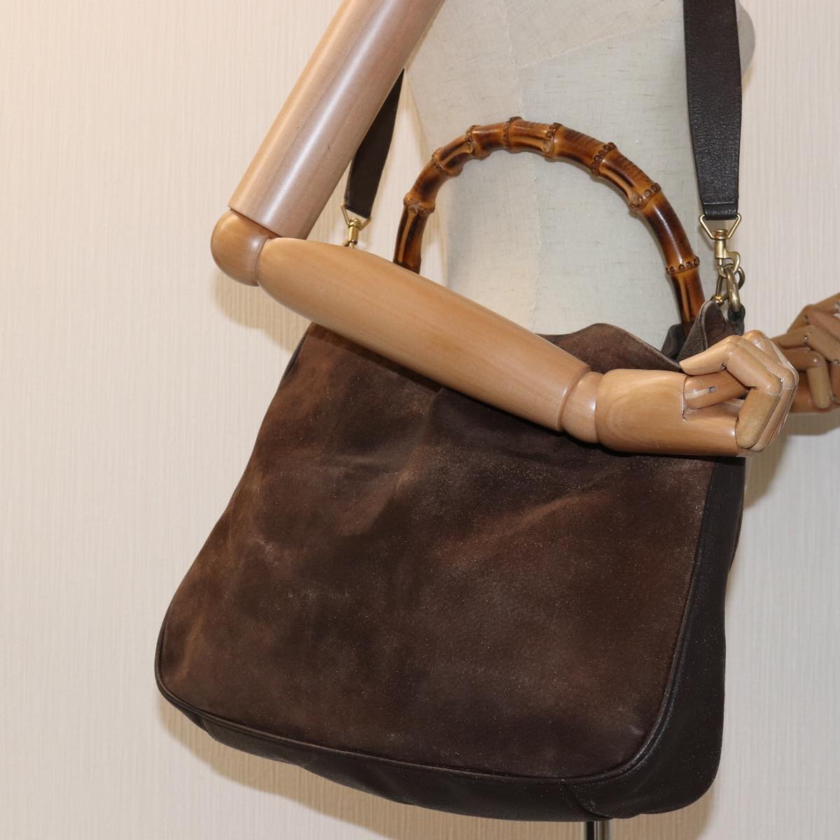 GUCCI Bamboo Shoulder Bag Leather 2way Brown 001 1781 1577 73162