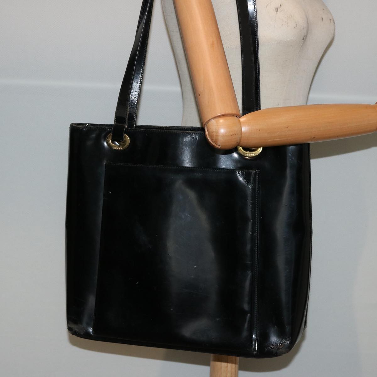 GUCCI Tote Bag Patent leather Black 73166