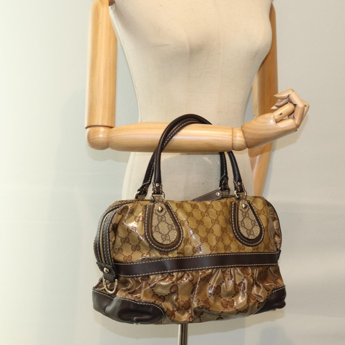GUCCI GG Crystal Hand Bag Beige 223962 73606