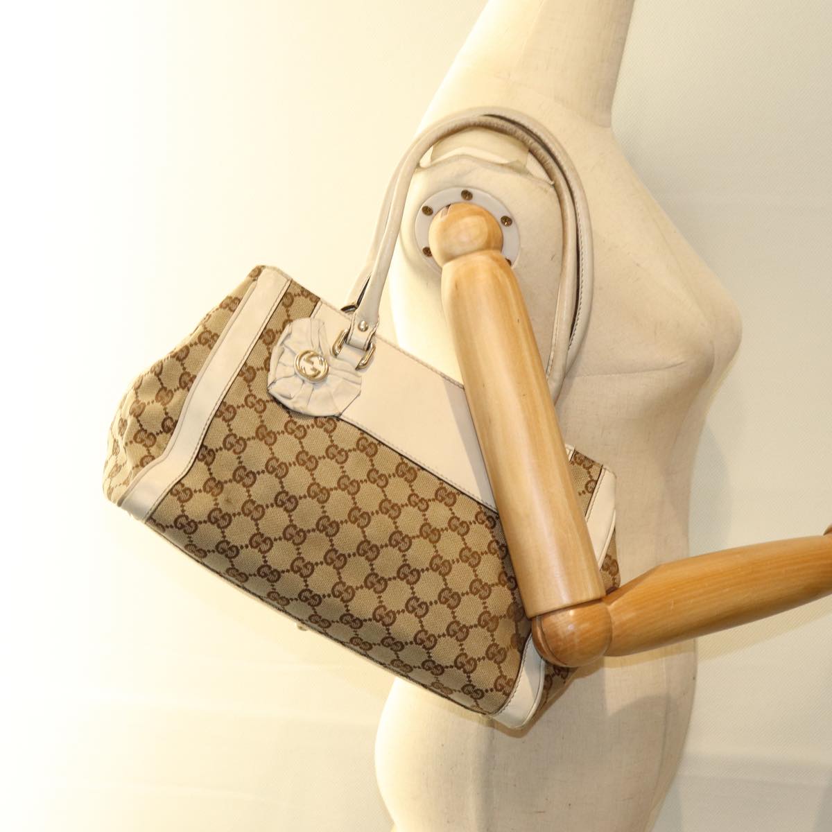GUCCI GG Canvas Tote Bag Beige 190247 74211