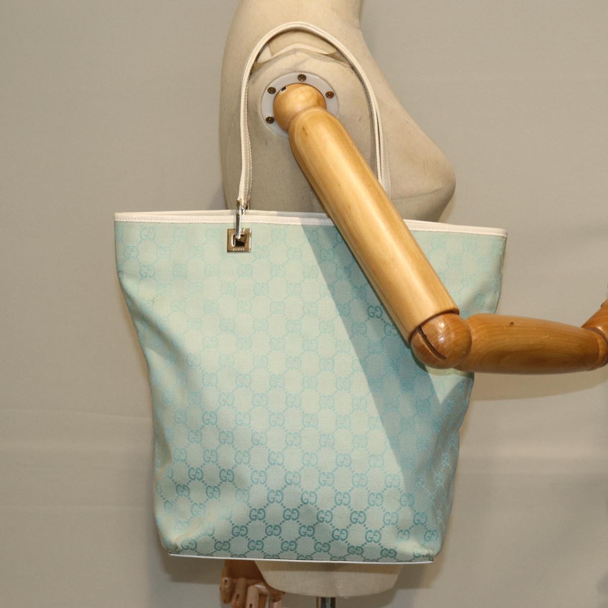 GUCCI GG Canvas Tote Bag Light Blue 002 1098 3444 74558