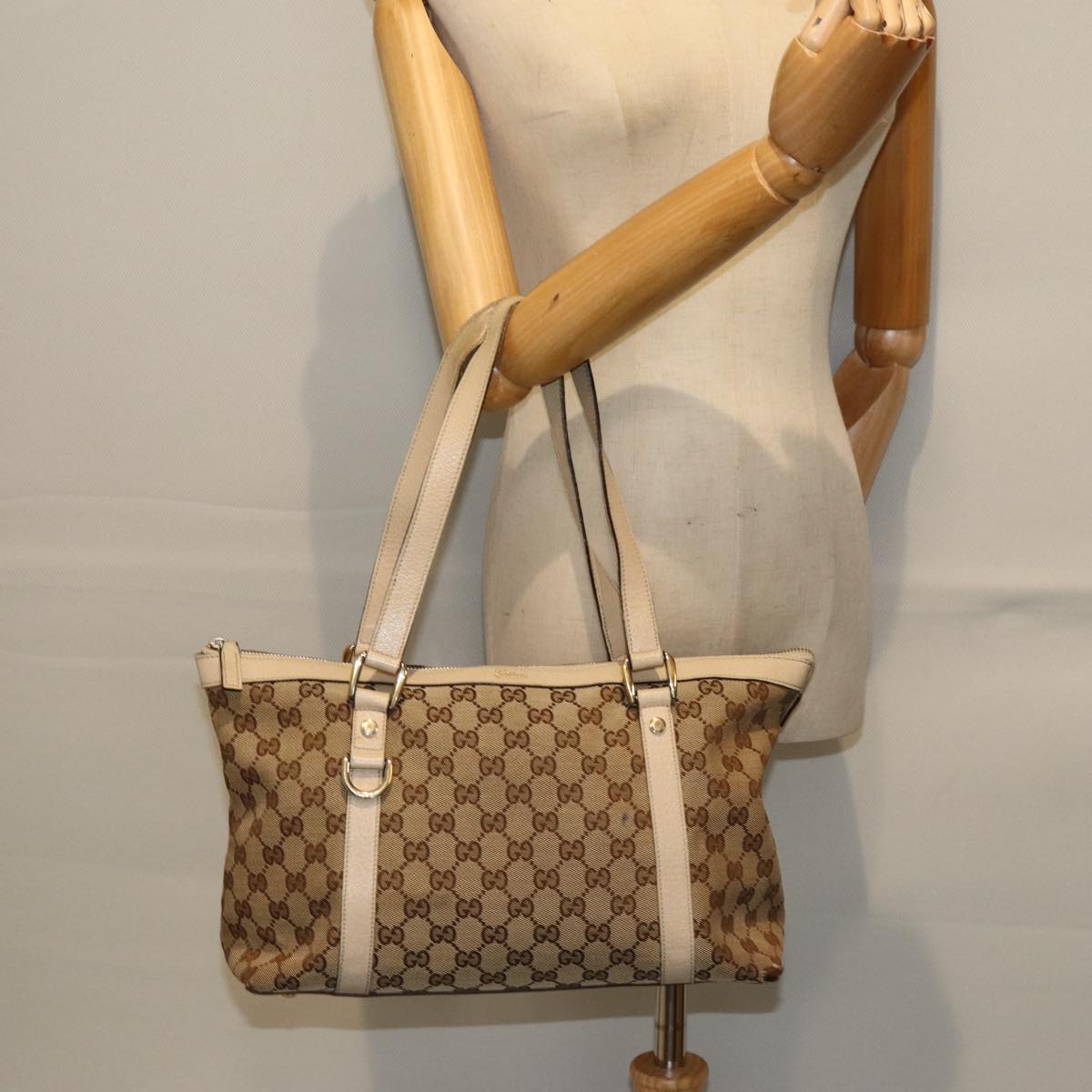 GUCCI GG Canvas Tote Bag Beige 141470 74651