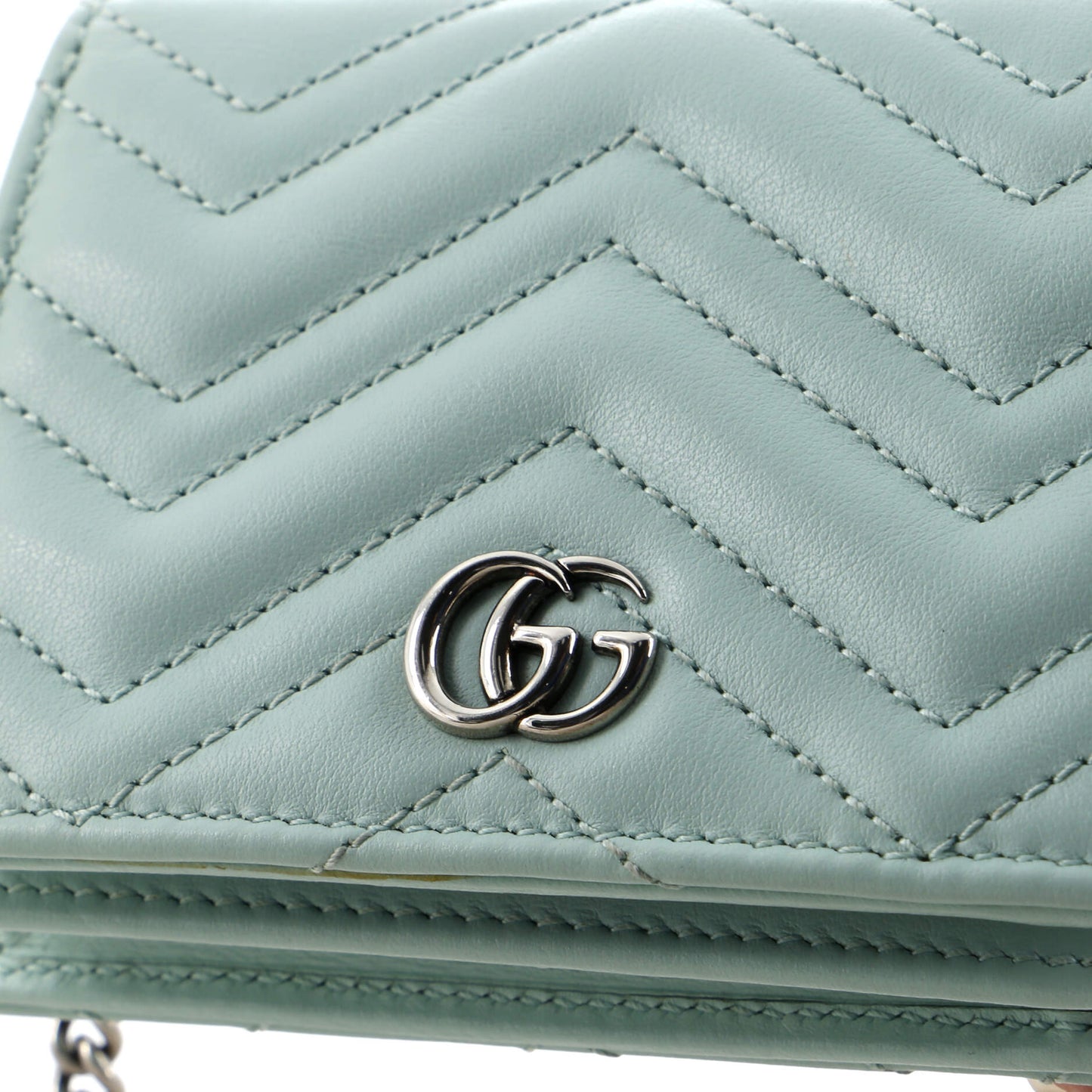 GG Marmont Card Case on Chain Matelasse Leather