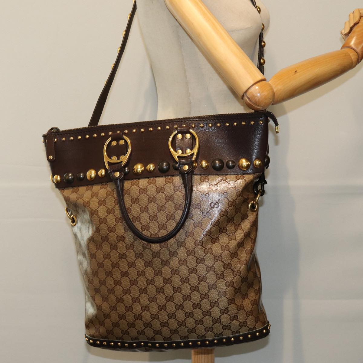 GUCCI GG Crystal Hand Bag 2way Beige 207282 75317