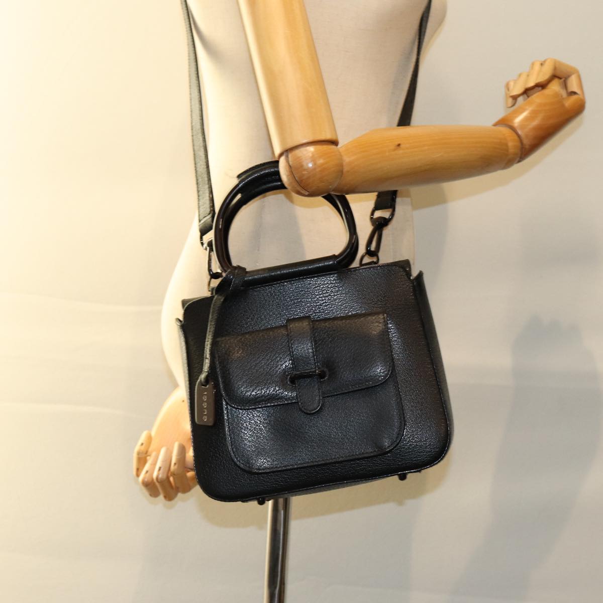 GUCCI Hand Bag Leather 2way Black 000 2058 3086 75404
