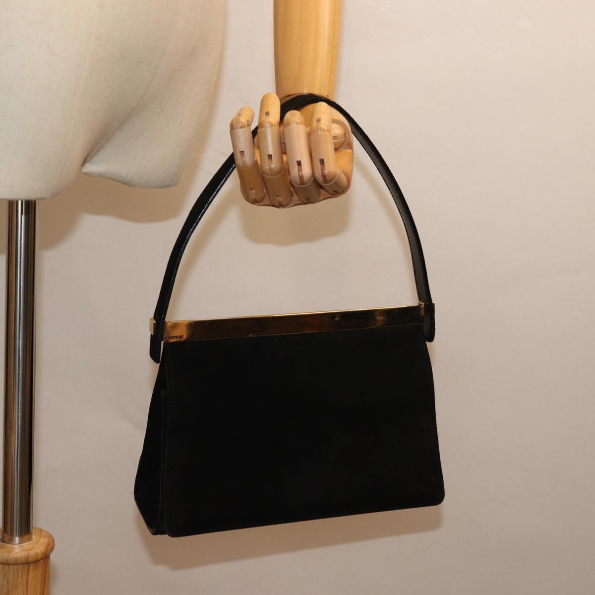 GUCCI Hand Bag Suede Black 001 2058 1928 0 75456