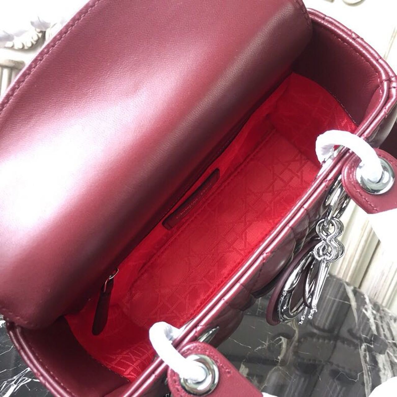 GLAMI Small Lady Bag Silver Hardware Burgundy For Women 8in/20cm CD