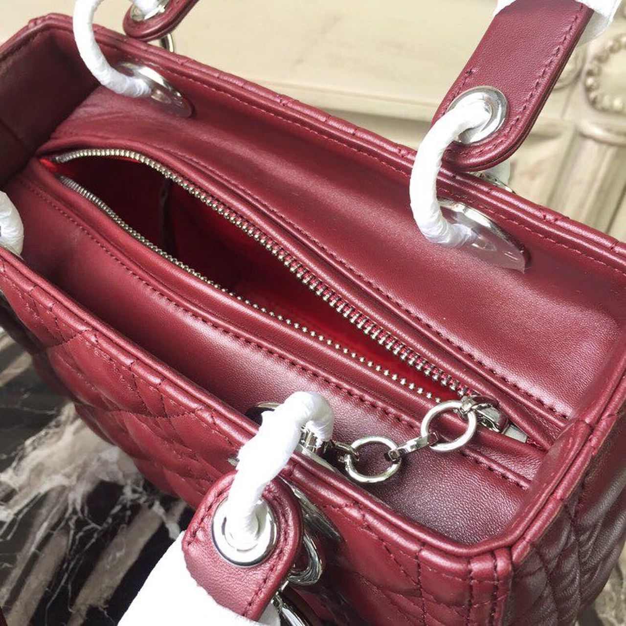 GLAMI MeGLAMIum Lady Bag Silver Hardware Burgundy For Women 9.5in/24cm CD