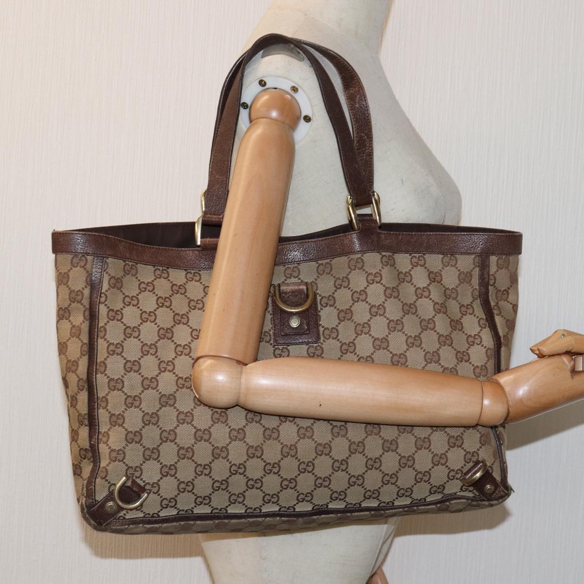 GUCCI GG Canvas Tote Bag Beige 141472 75977
