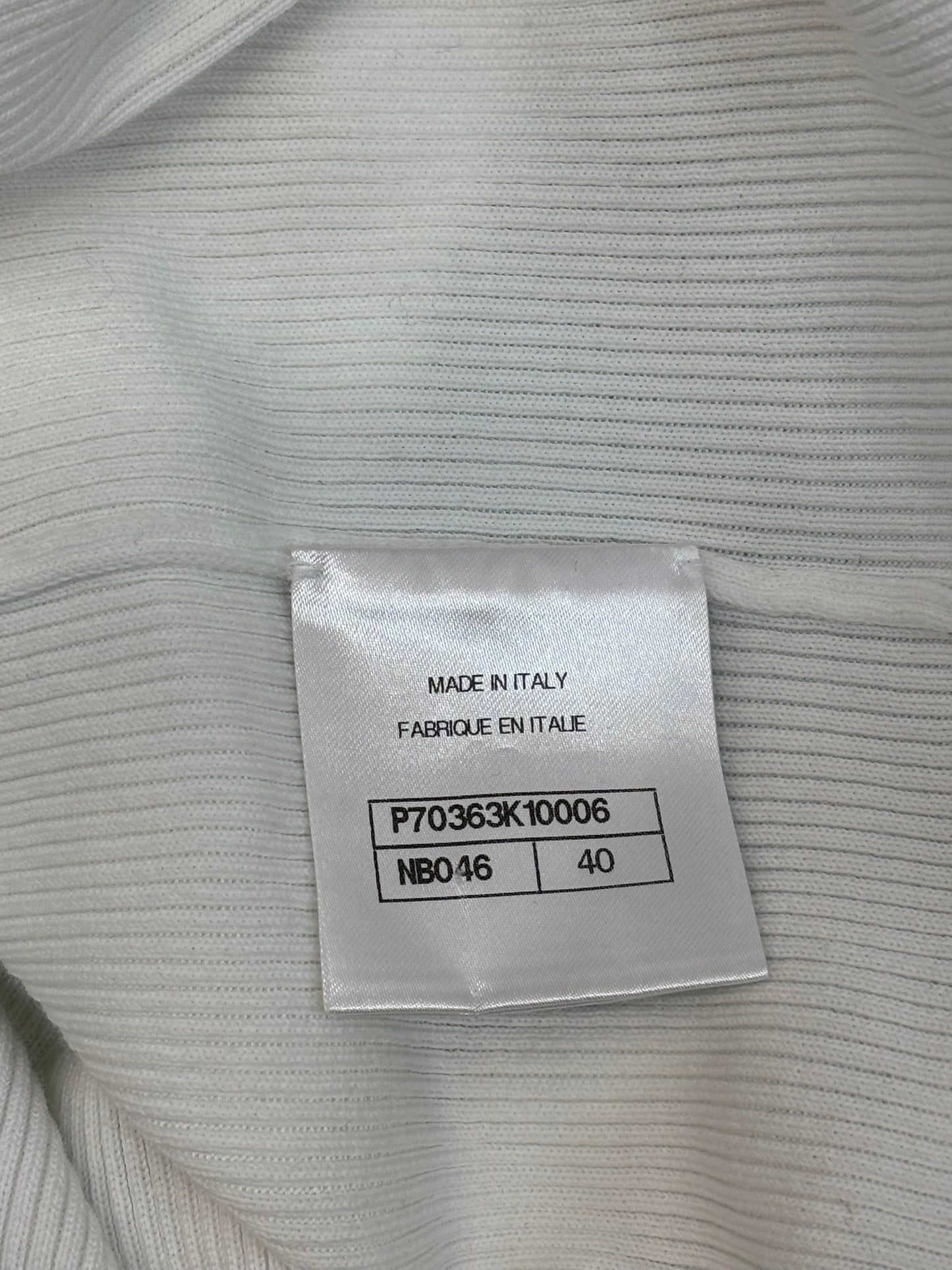 CHANEL White Ribbed Multicolor Clover Tank Top Sz 40(10US)