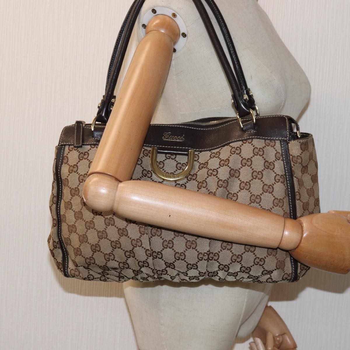 GUCCI GG Canvas Abbey Hand Bag Beige 189831 77031