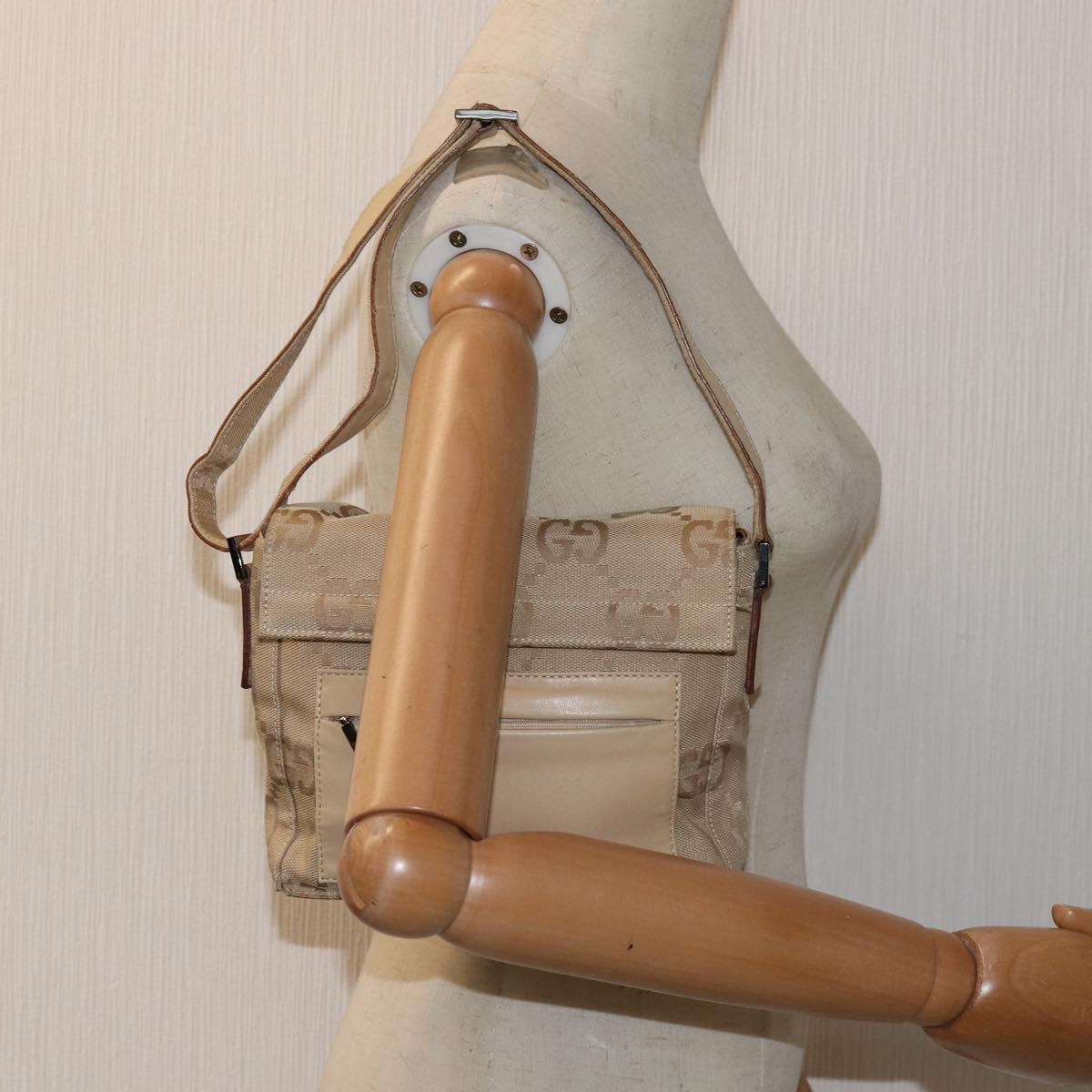 GUCCI GG Canvas Shoulder Bag Beige 001 3807 3444 77343