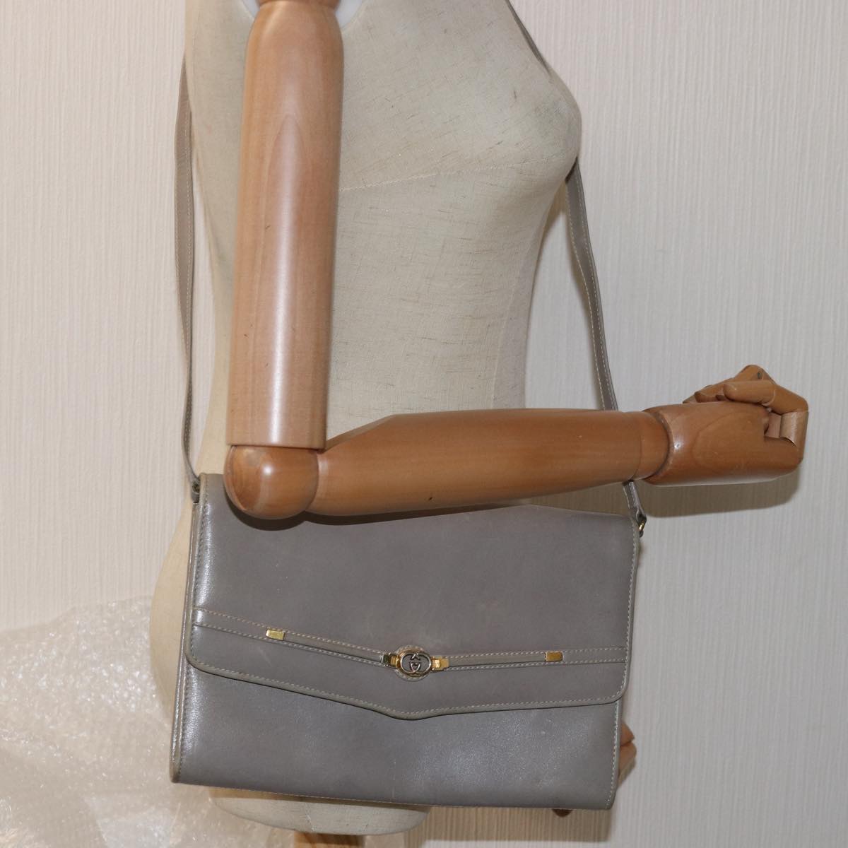 GUCCI Shoulder Bag Leather Gray 004 406 2008 77459