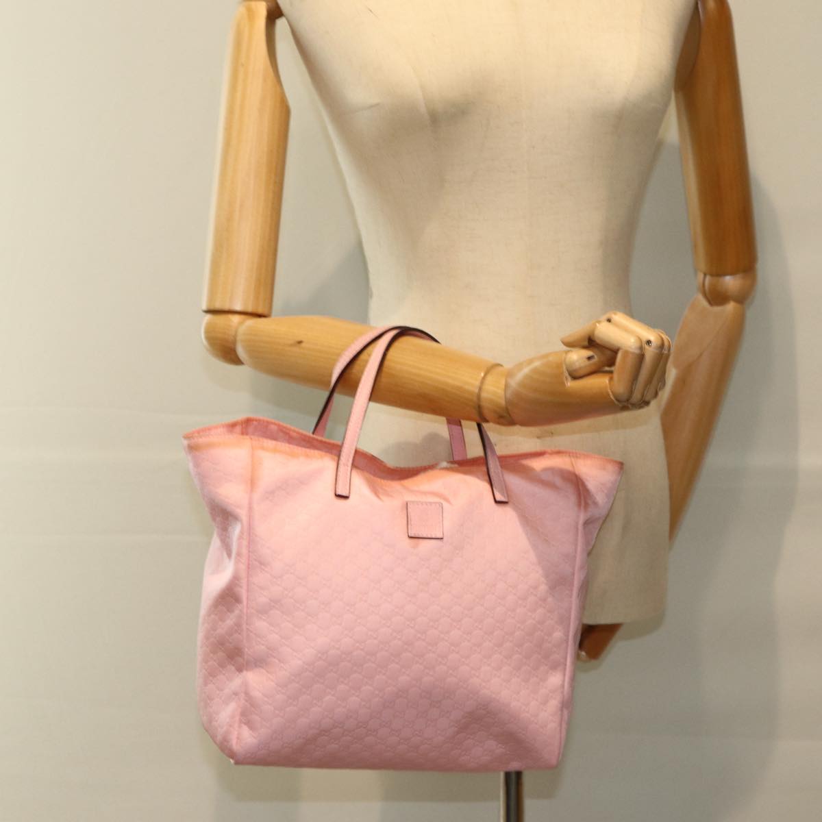 GUCCI Micro GG Canvas Tote Bag Pink 284721 77493