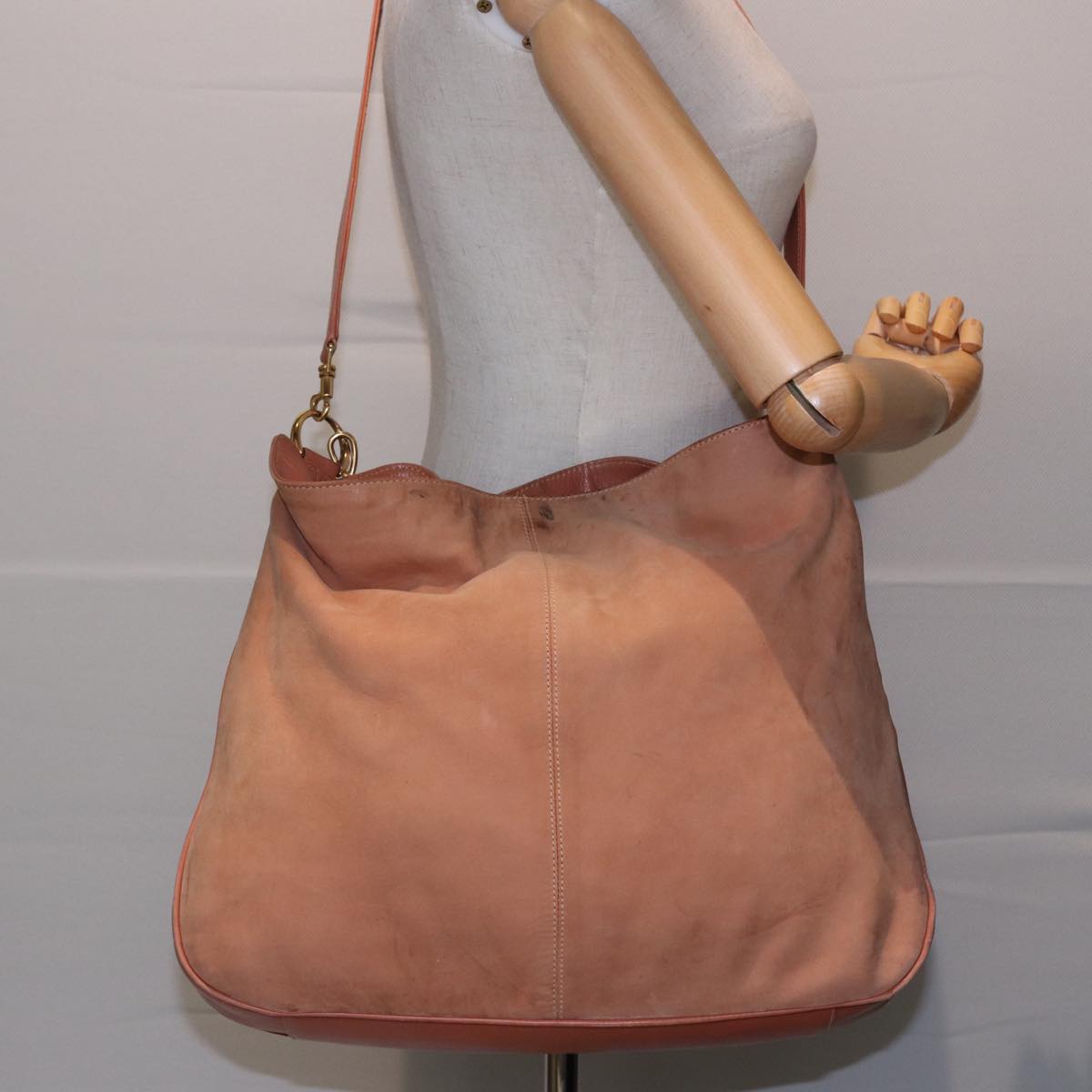 GUCCI Bamboo Shoulder Bag Suede 2way Beige 001 58 1577 77654