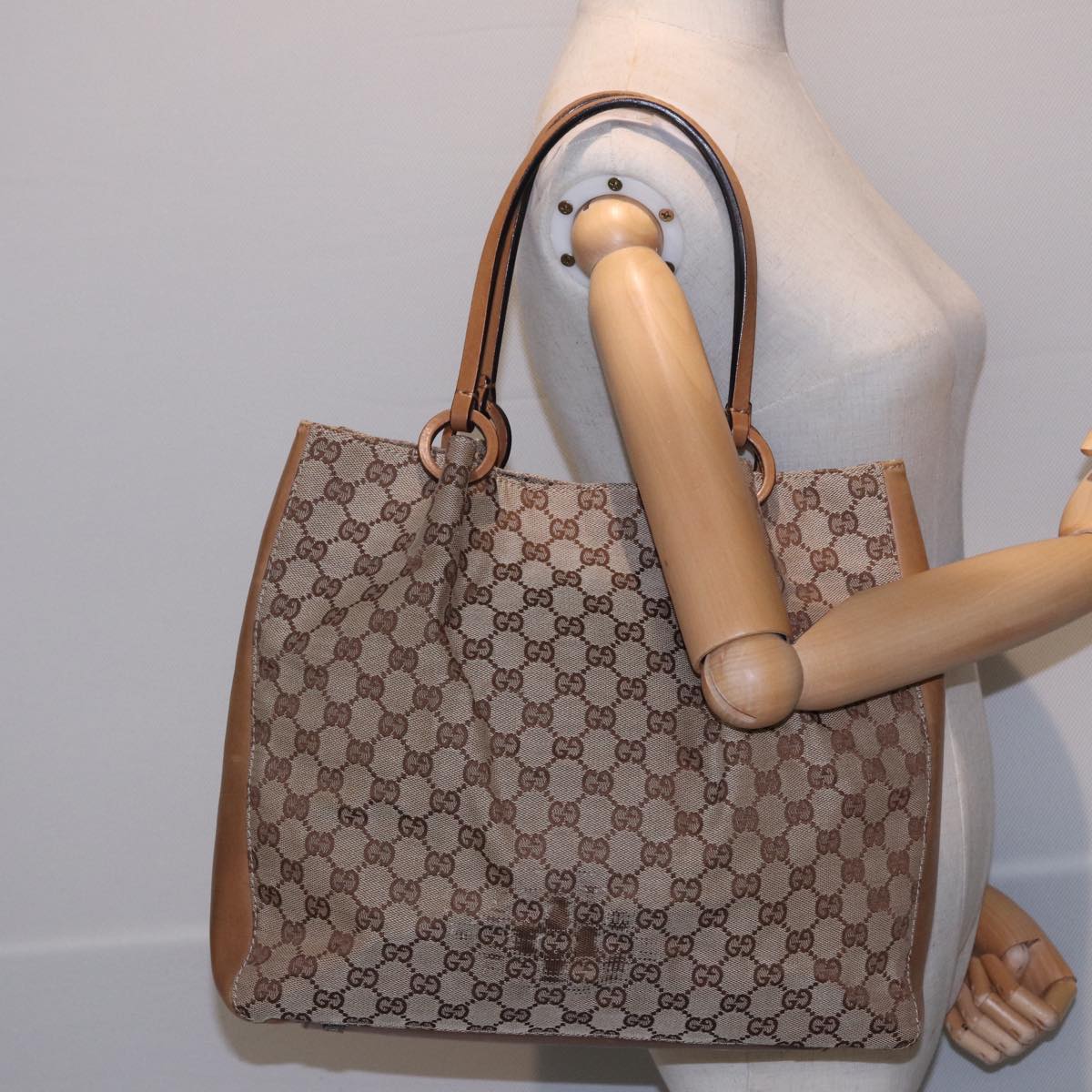 GUCCI GG Canvas Tote Bag Beige 101920 77708