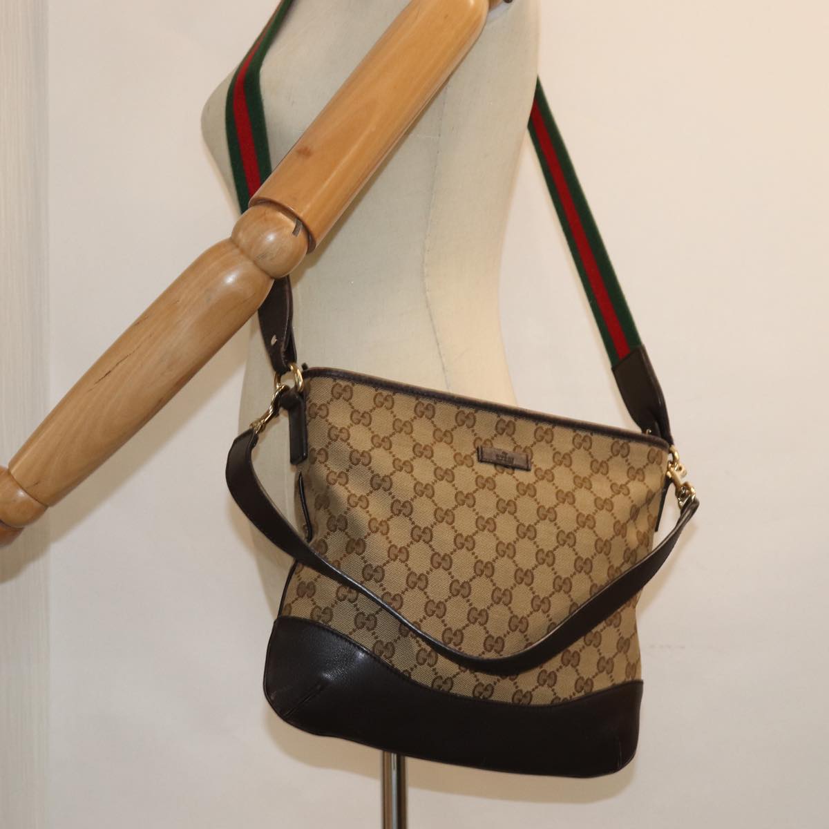 GUCCI GG Canvas Web Sherry Line Shoulder Bag Outlet 2way Beige 388927 78234