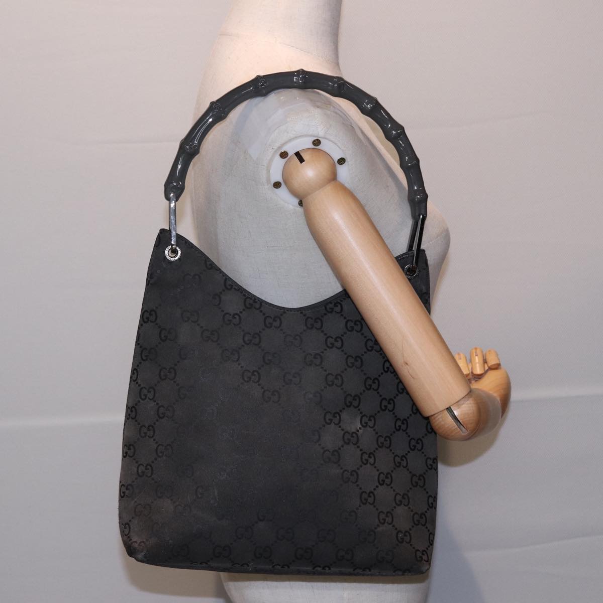 GUCCI GG Canvas Bamboo Suede Gray 001 2046 3007 78243