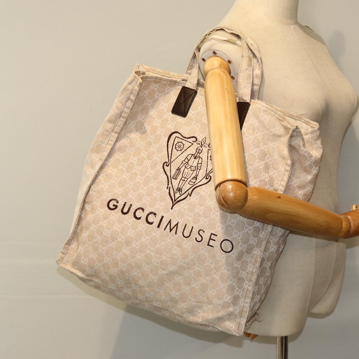 GUCCI GG Canvas Gucci Museo Tote Bag Beige 283411 78525