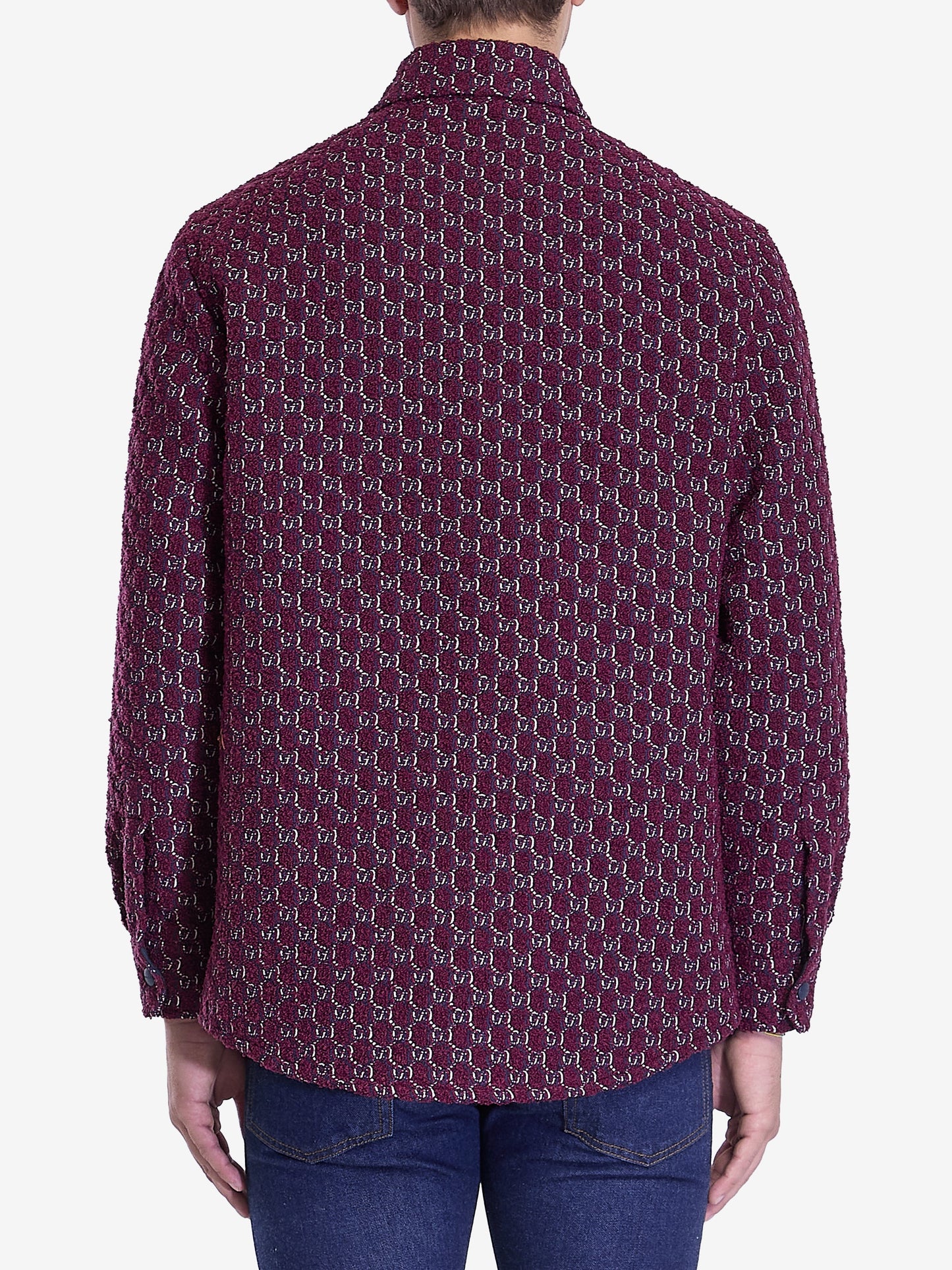 GUCCI Jacquard Logo Wool Overshirt