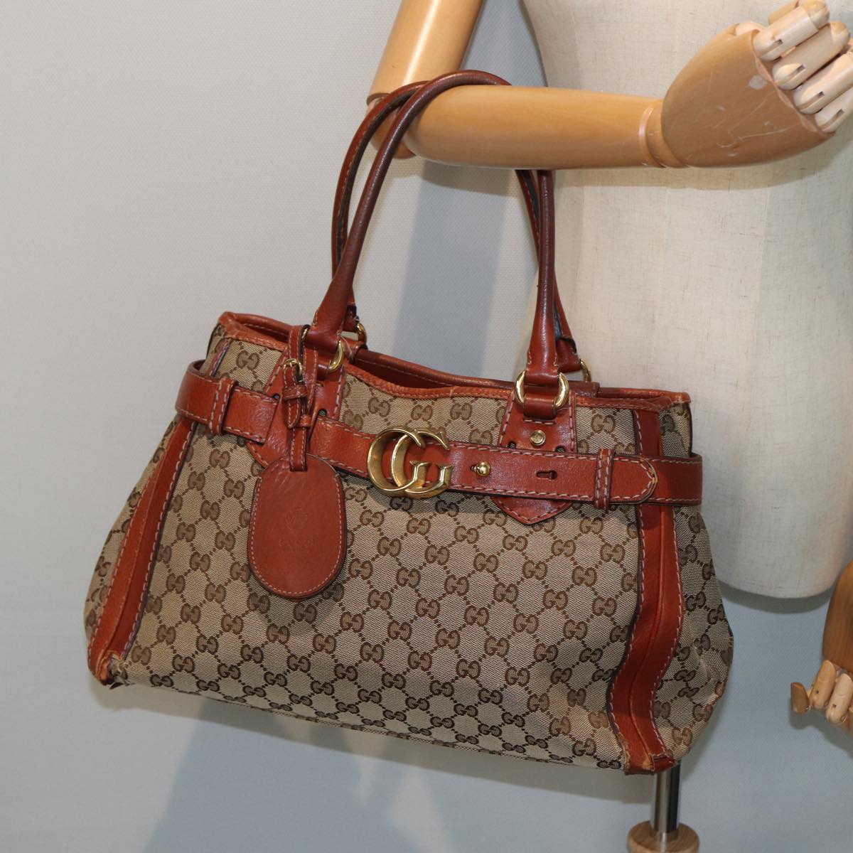 GUCCI GG Canvas Hand Bag Beige 247183 79179