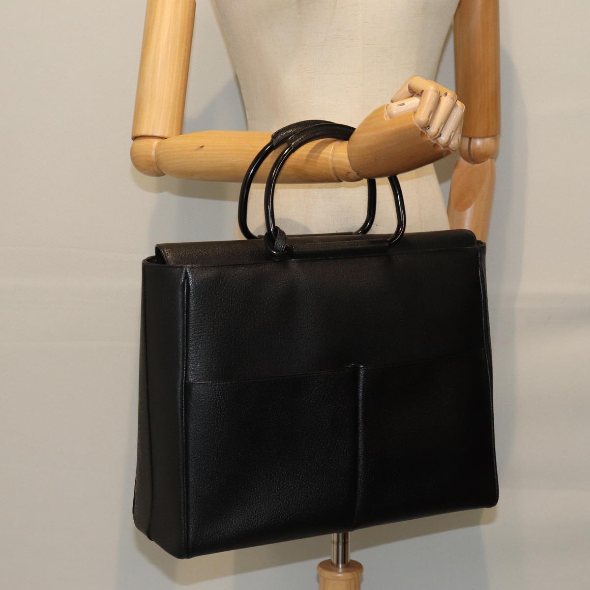 GUCCI Hand Bag Leather Black 79182
