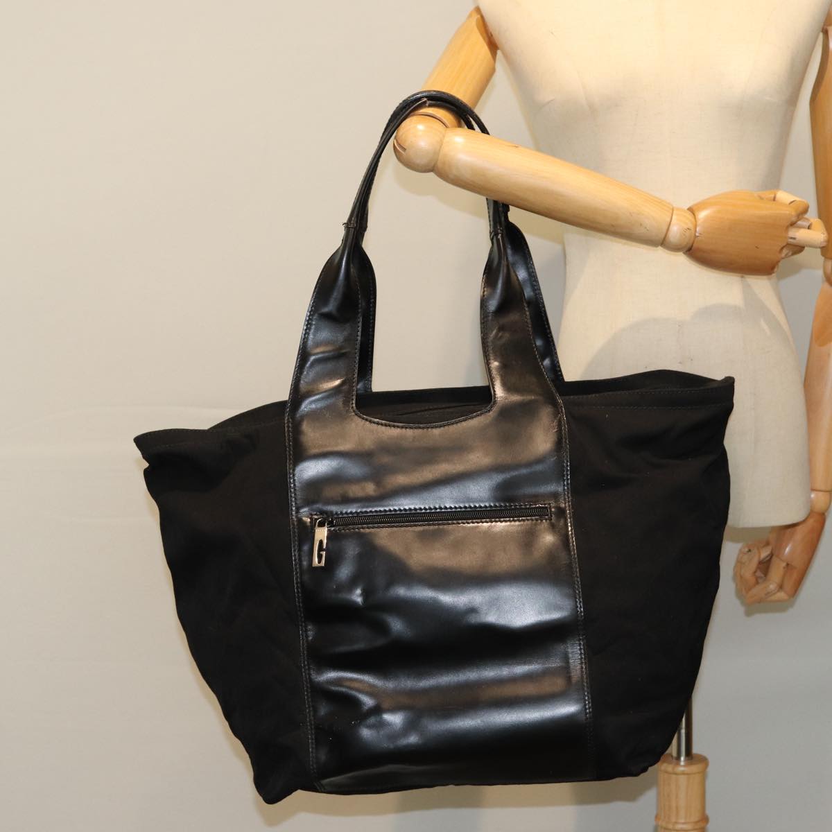 GUCCI Tote Bag Leather Canvas Black 019 2058 79287