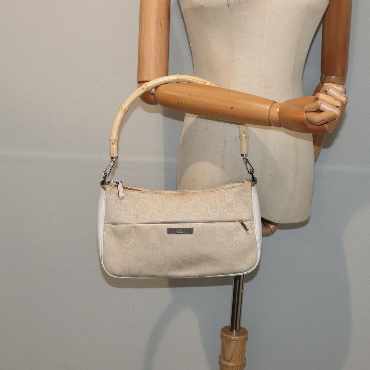 GUCCI Bamboo GG Canvas Hand Bag Beige 001 3865 79596