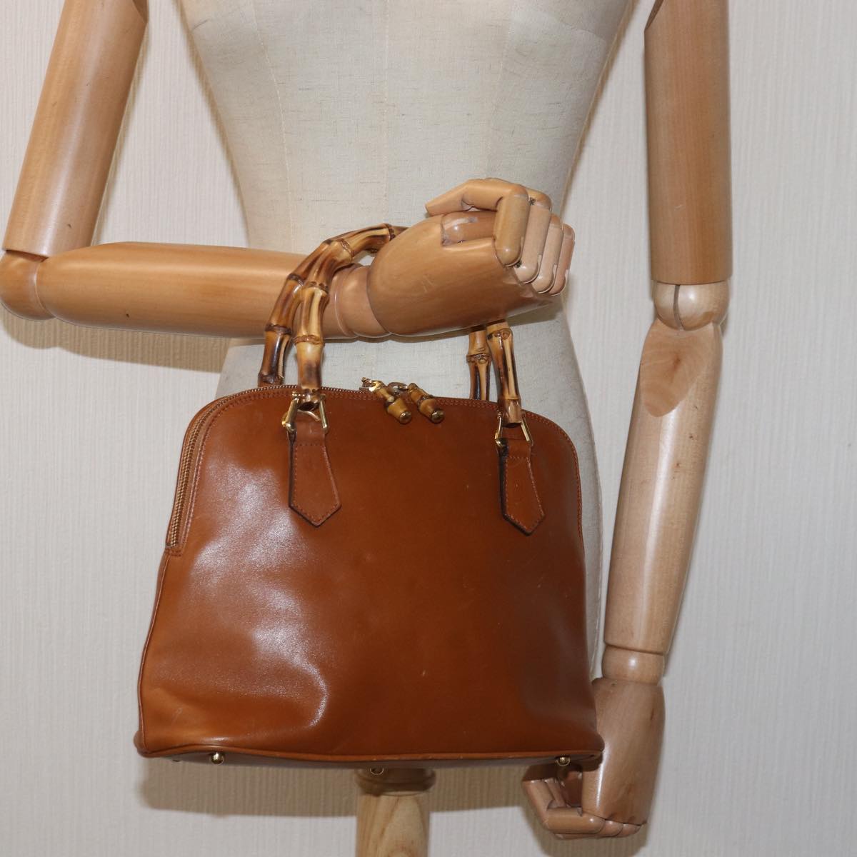 GUCCI Bamboo Hand Bag Leather Brown 000 1274 0290 79612