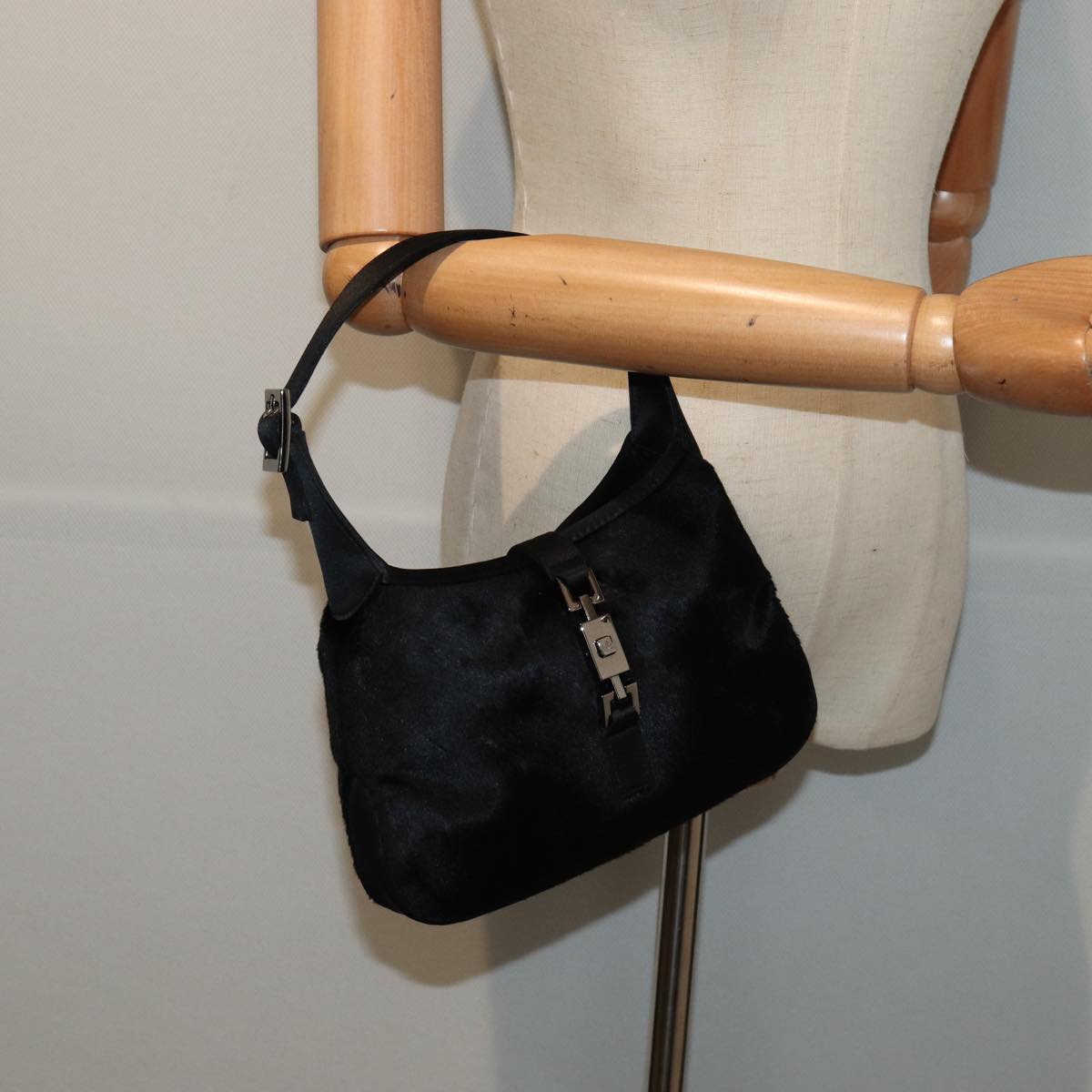GUCCI Jackie Mini bag Hand Bag Satin Black 005 0775 79699