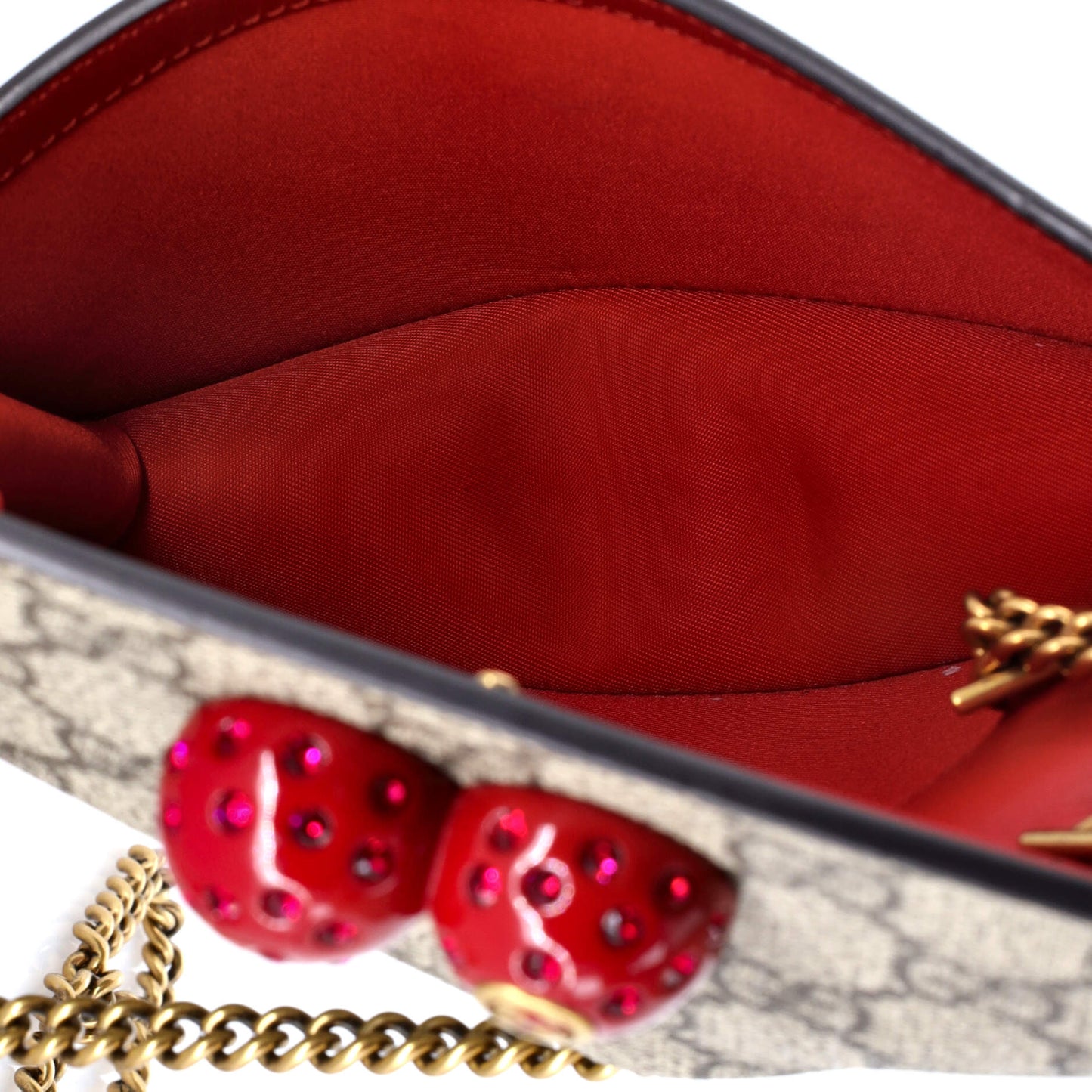 Cherries Wallet on Chain GG Coated Canvas Mini