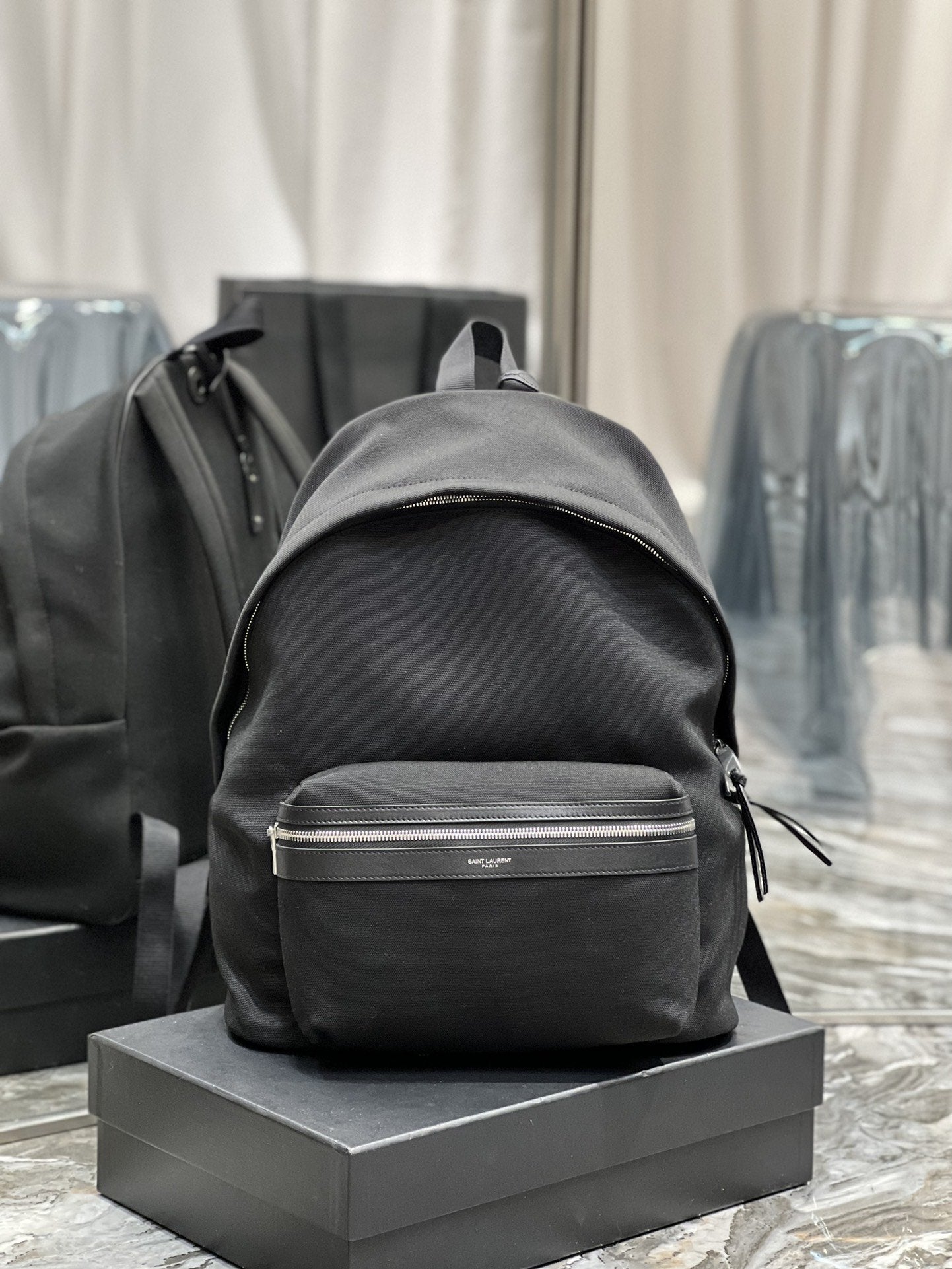 GLAMI City Backpack In Canvas Unisex For Women 15in/38cm Black YSL