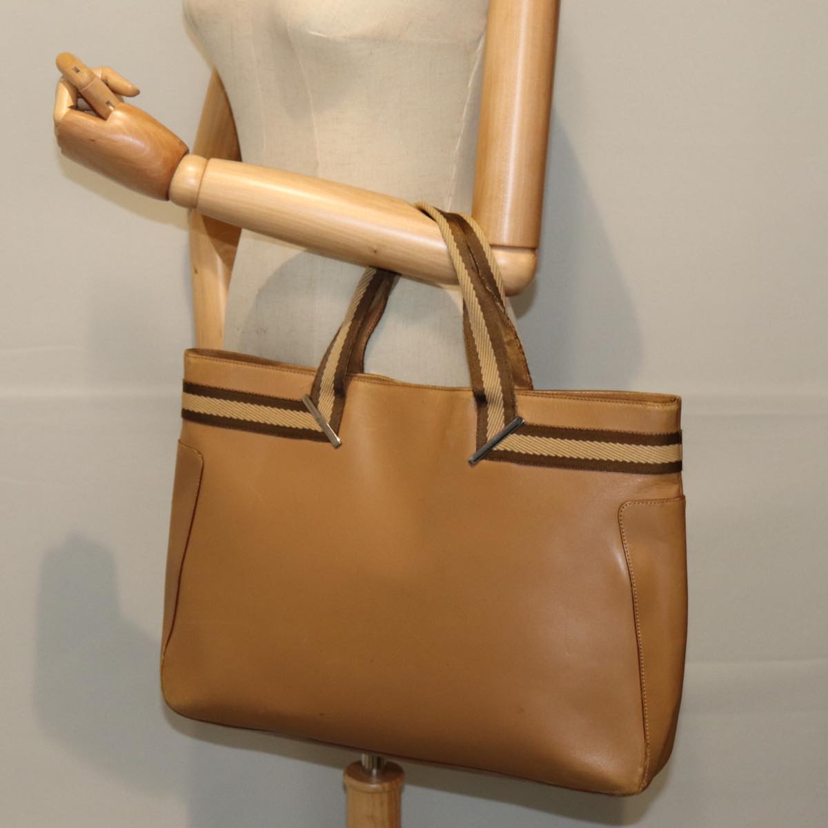 GUCCI Hand Bag Leather Beige 80175