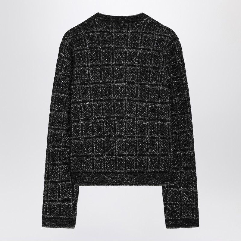 GUCCI Checked Design Wool and Lamé Cardigan
