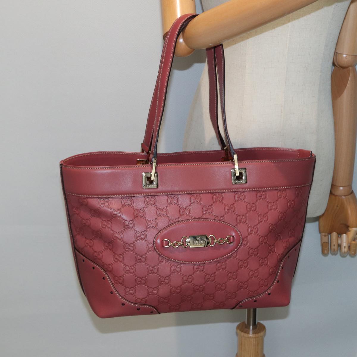 GUCCI GG Canvas Guccissima Hand Bag Pink 145993 80835