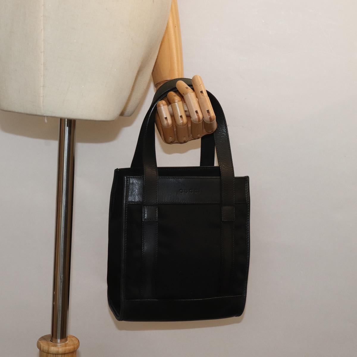GUCCI Hand Bag Nylon Black 91386 80892