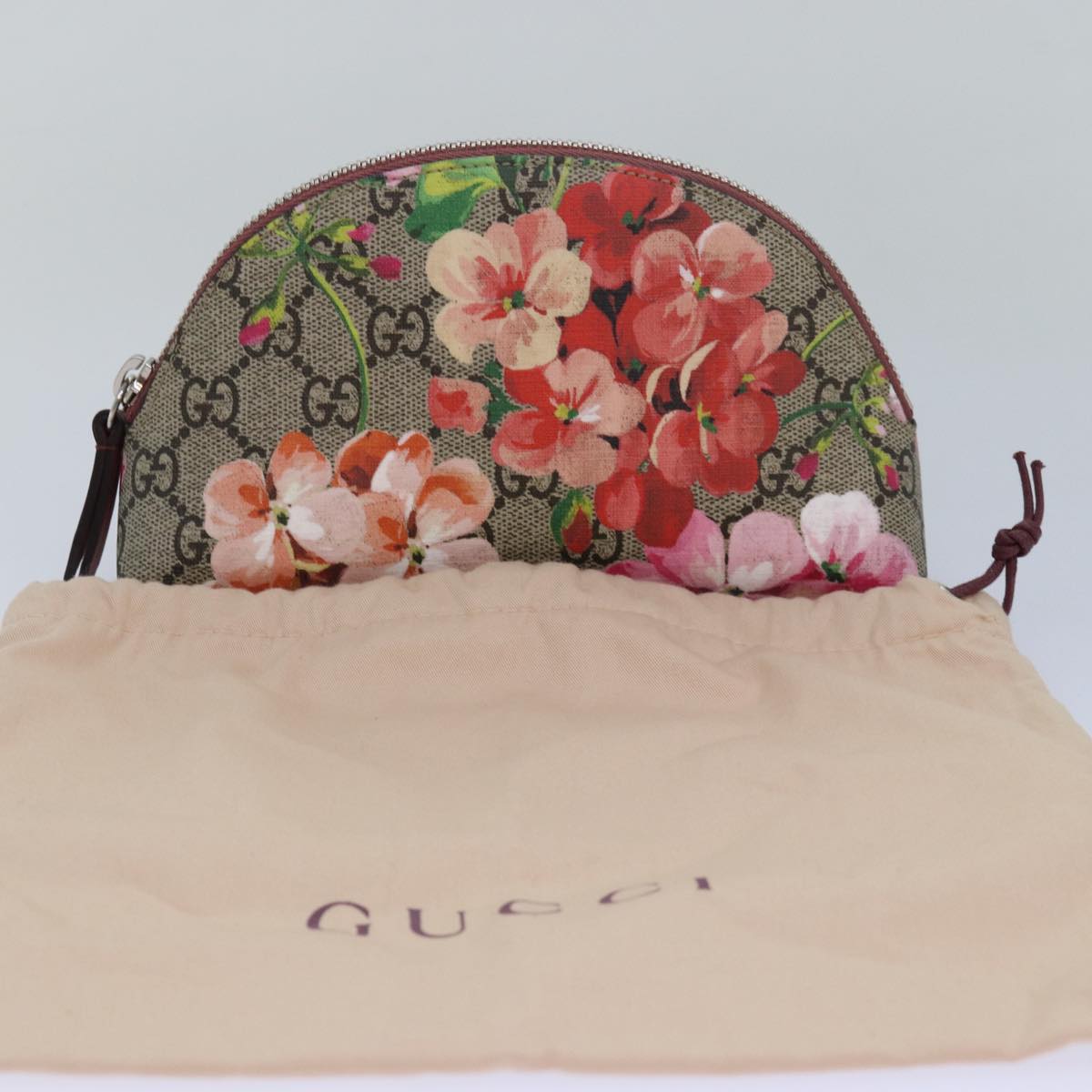 GUCCI GG Supreme Pouch PVC Leather Beige 431380 81502