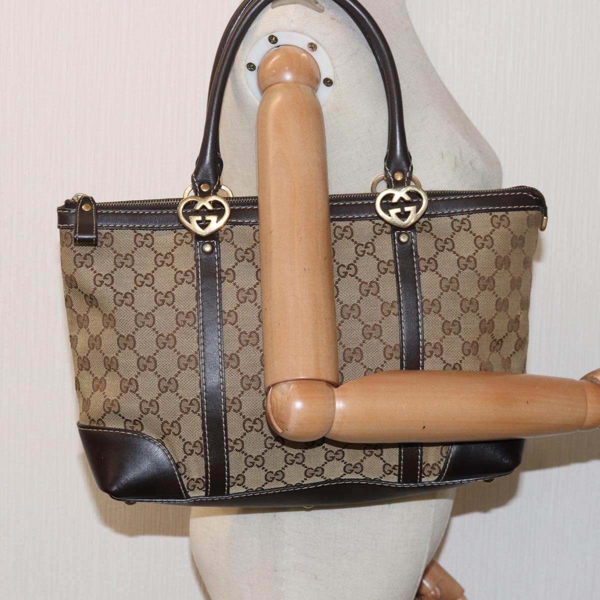 GUCCI GG Canvas Lovely Hand Bag Beige 257069 81622
