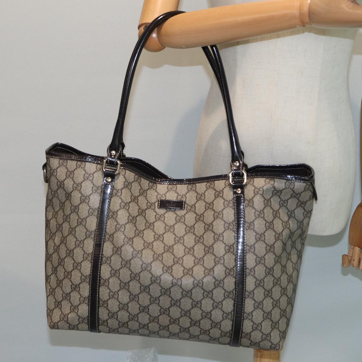 GUCCI GG Supreme Tote Bag PVC Leather Beige 197953 81913