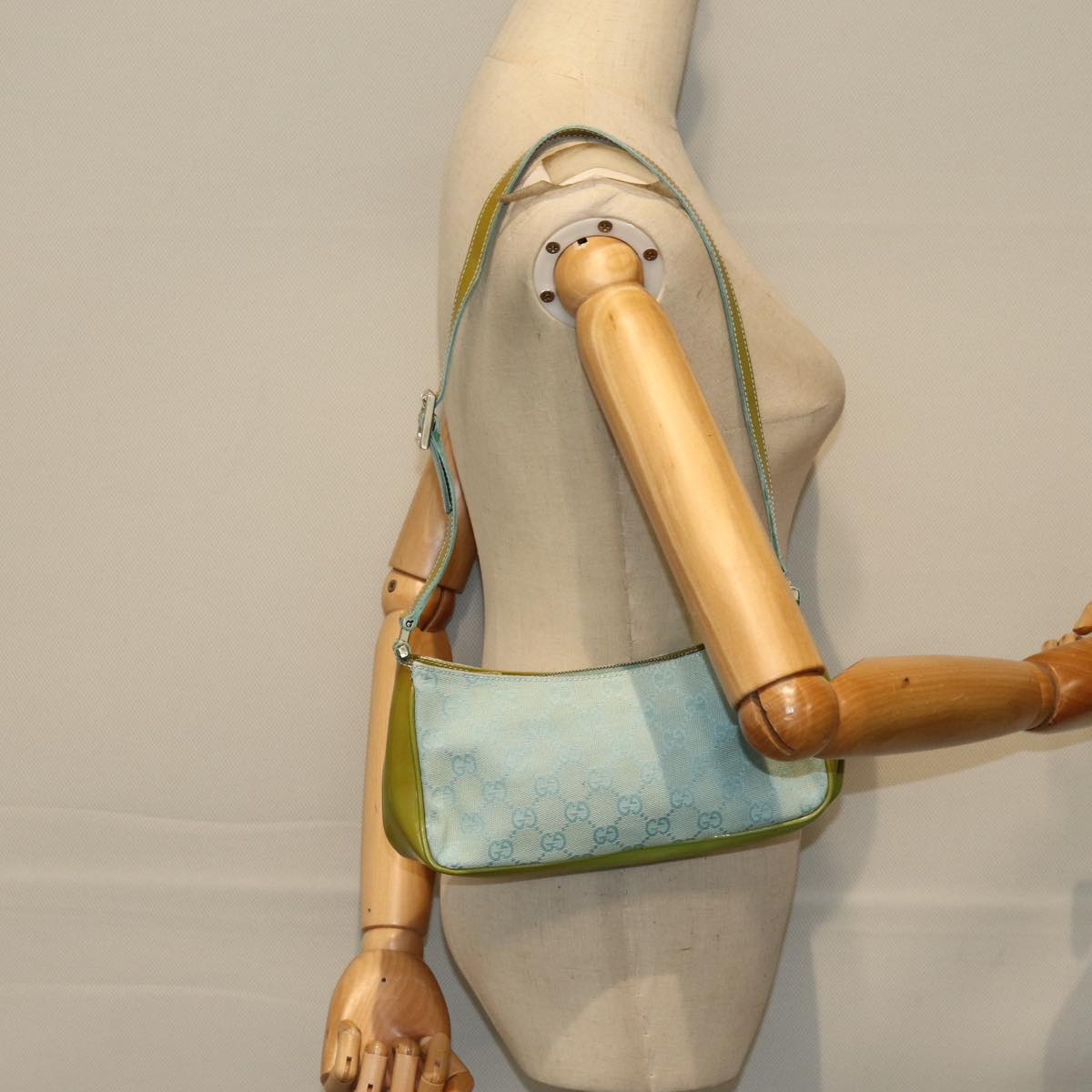 GUCCI GG Canvas Shoulder Bag Light Blue 001 4152 82144