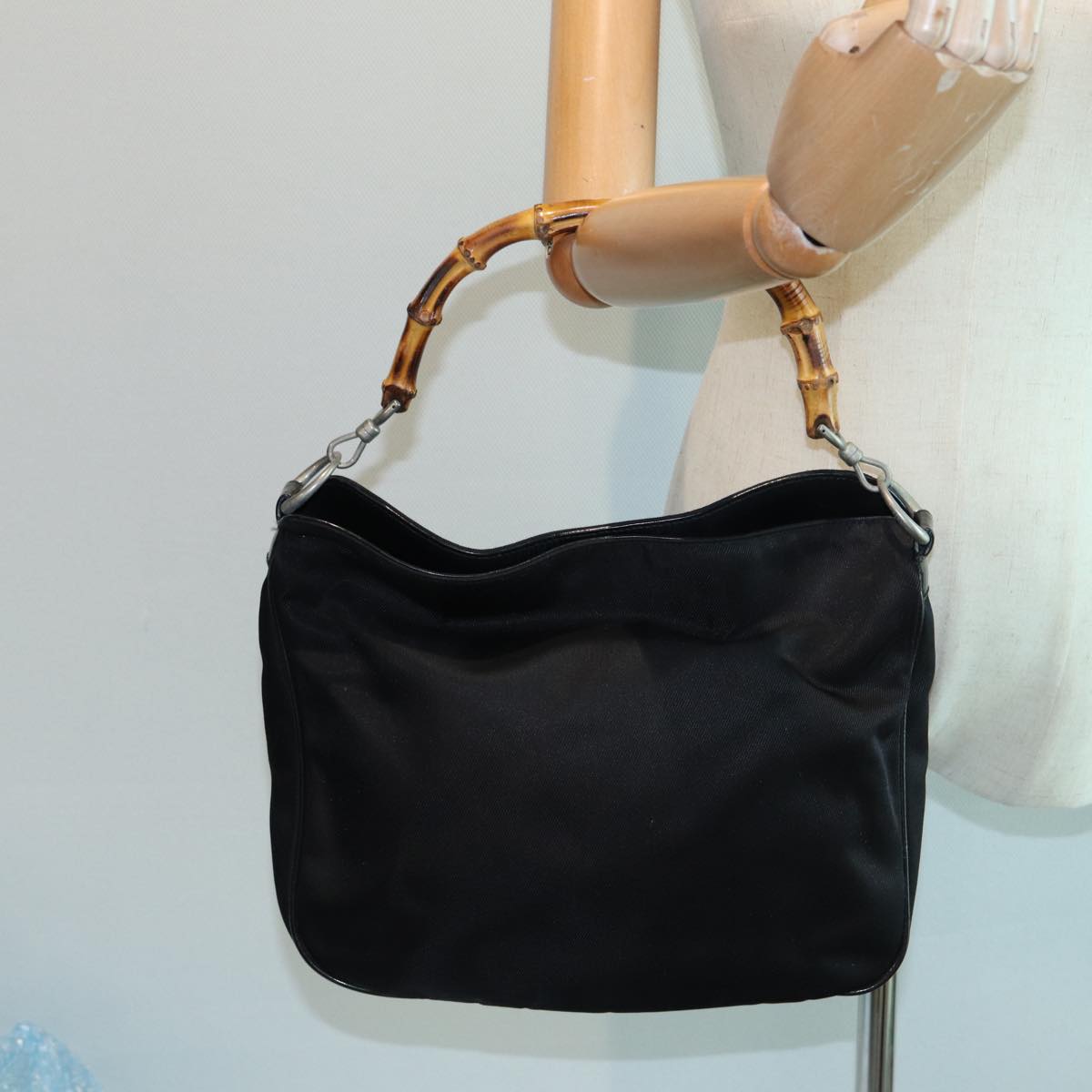 GUCCI Bamboo Shoulder Bag Nylon Black 001 1781 1638 82705