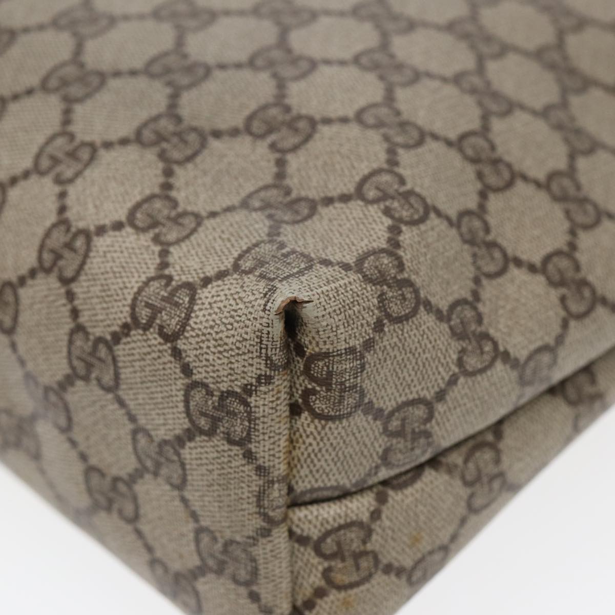 GUCCI GG Supreme Web Sherry Line Tote Bag PVC Leather Beige 39 02 003 83145