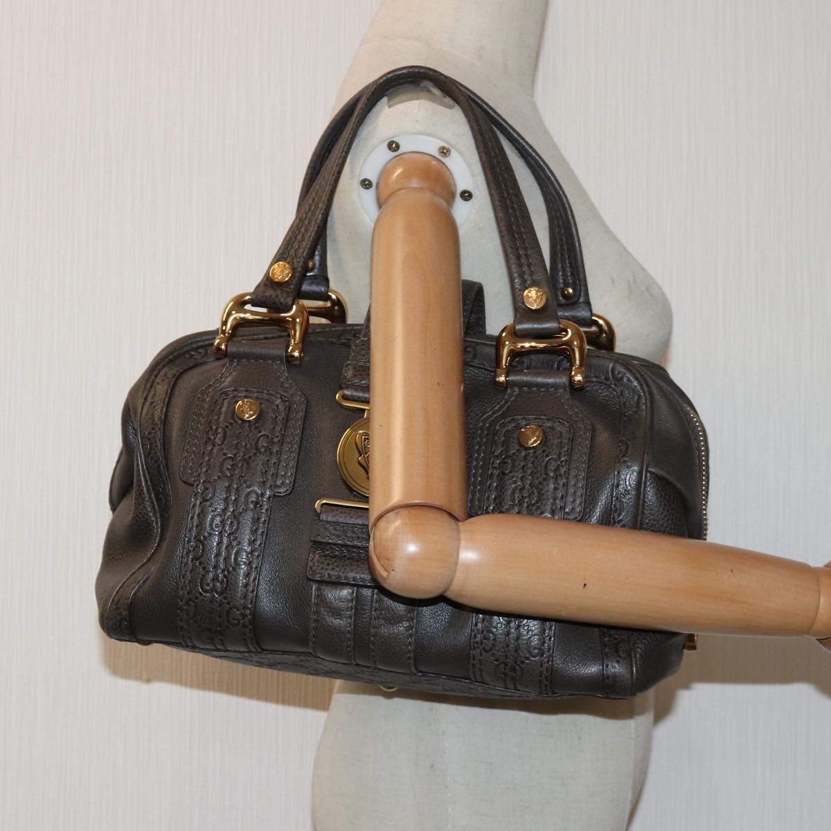 GUCCI Guccissima GG Canvas Histeria Hand Bag Leather Gray 186235 83358