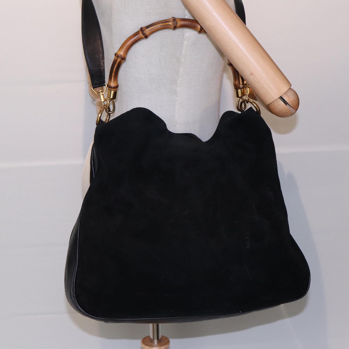GUCCI Bamboo Hand Bag Suede Brown 002 1186 026 83497