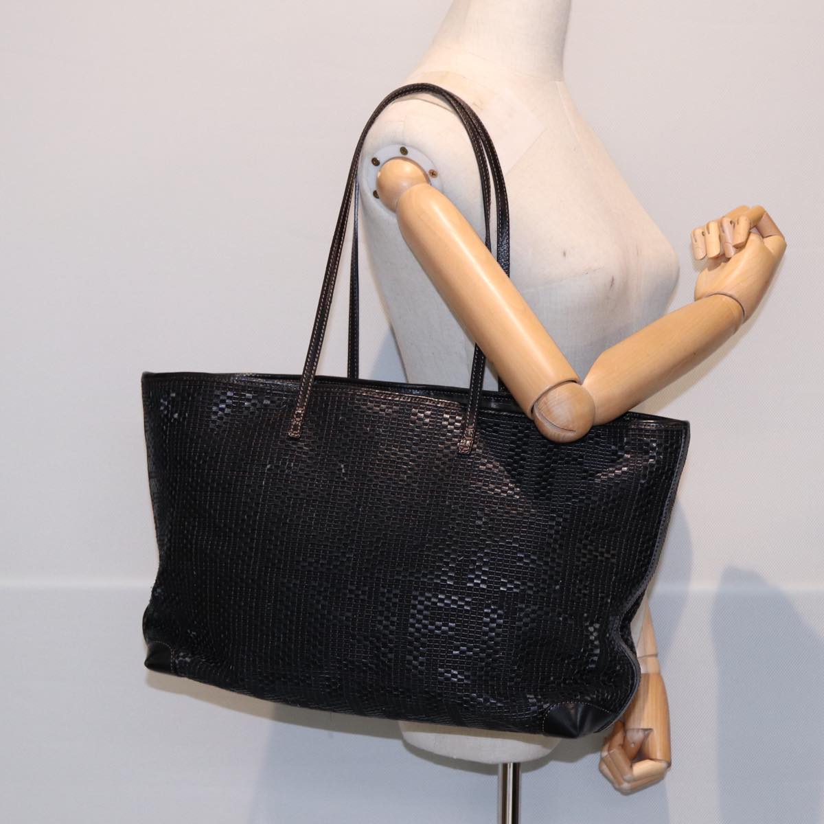 FENDI Tote Bag Leather Black 84824