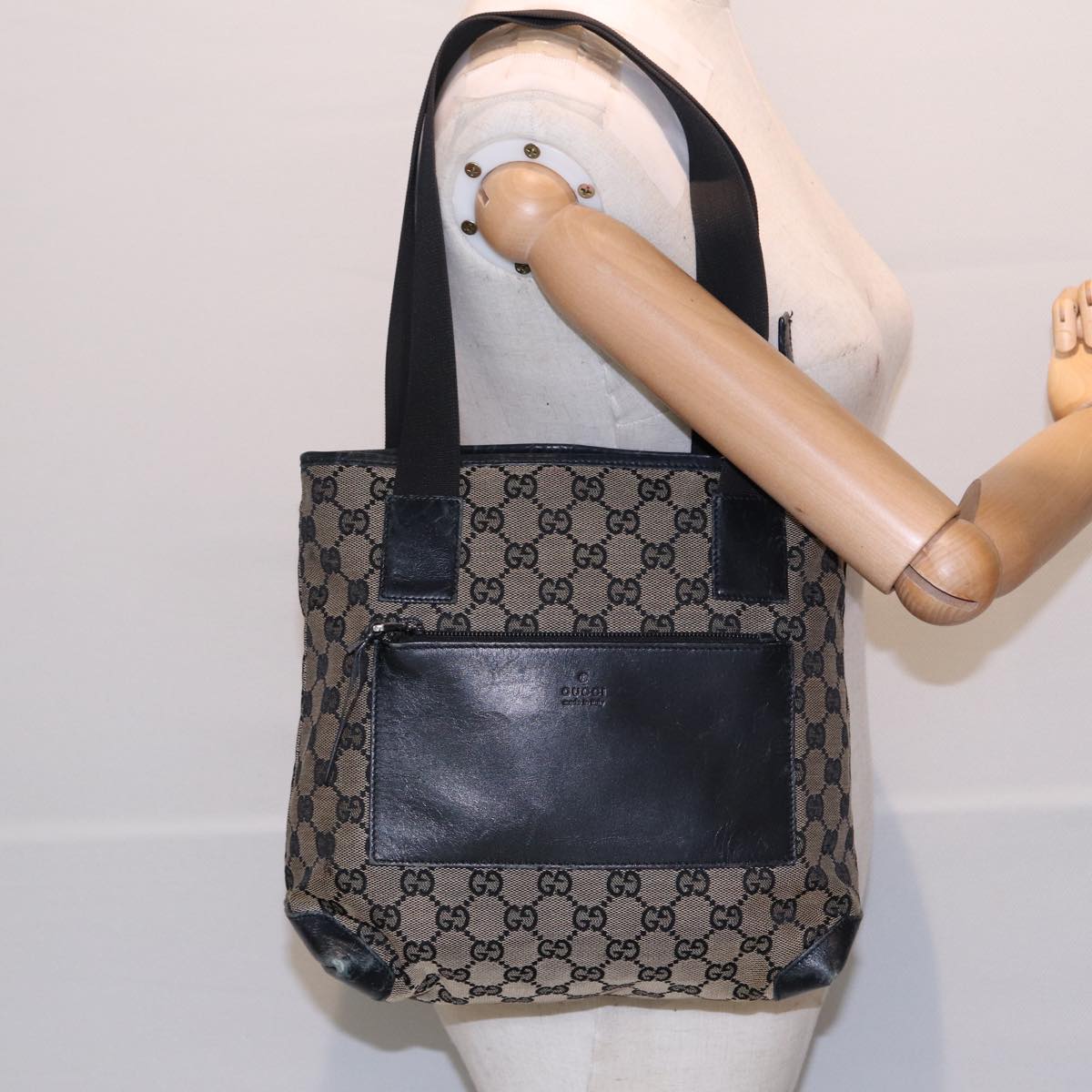 GUCCI GG Canvas Shoulder Bag Navy Silver 019 0402 1705 85896