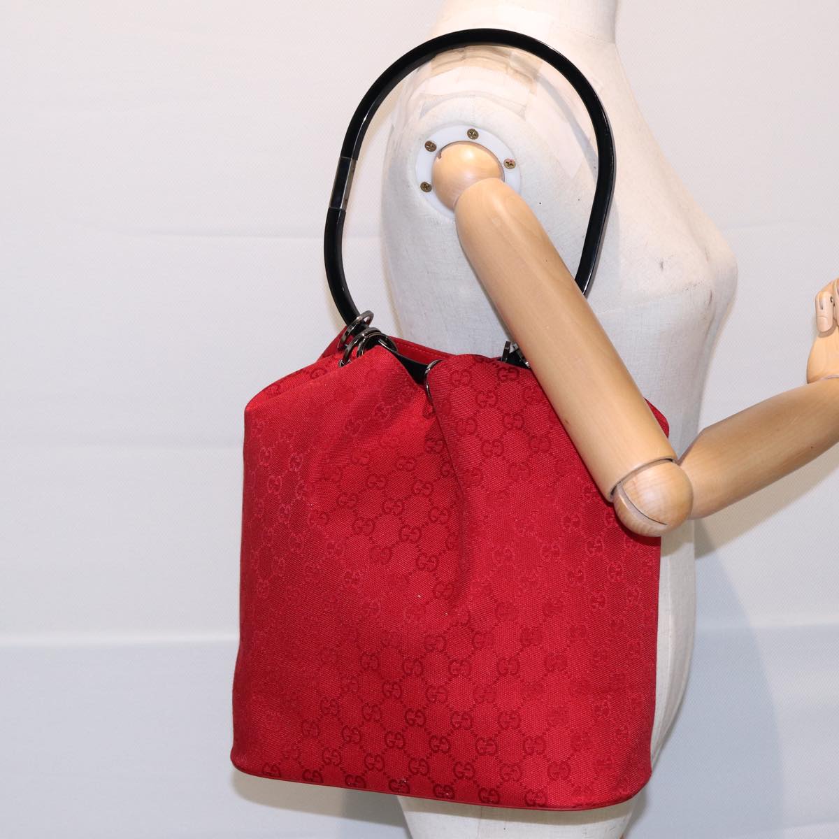 GUCCI GG Canvas Shoulder Bag Red 001 3738 85971
